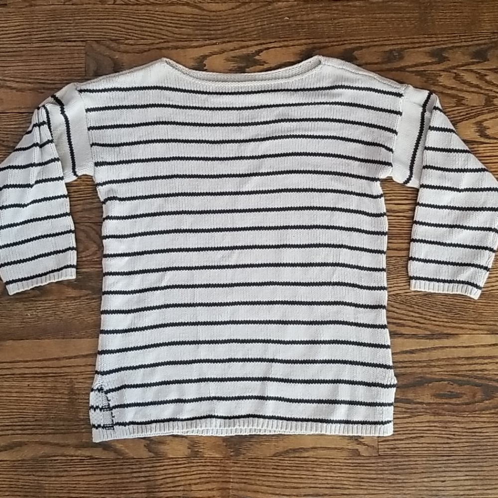 Loft White Striped Knitted Top